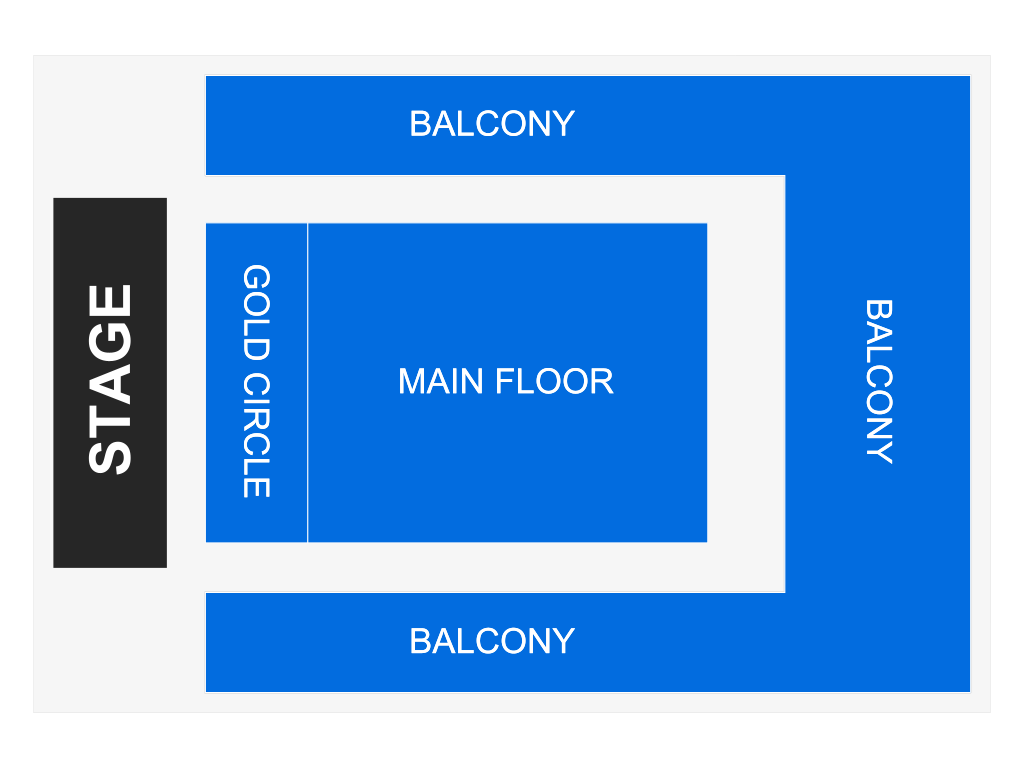 Venue seating chart for Corey B for reference only