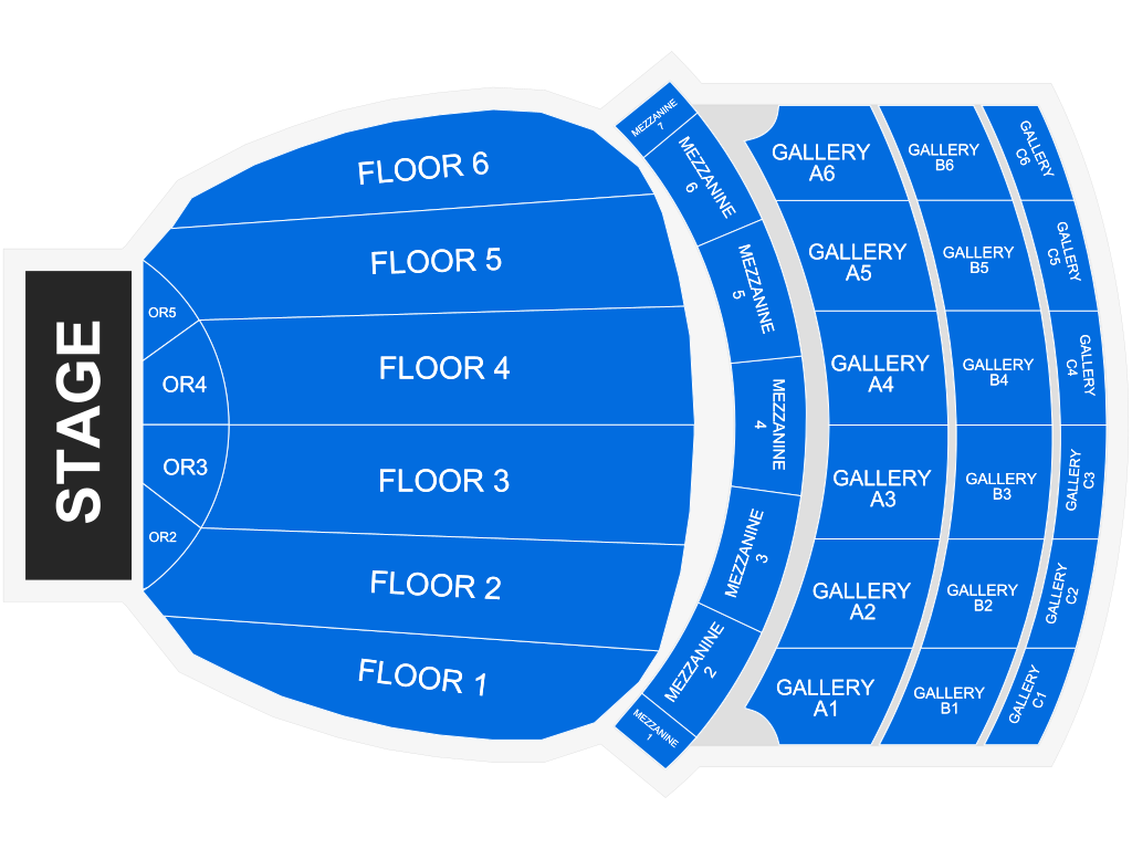 Venue seating chart for A Christmas Story: The Musical (Touring) for reference only