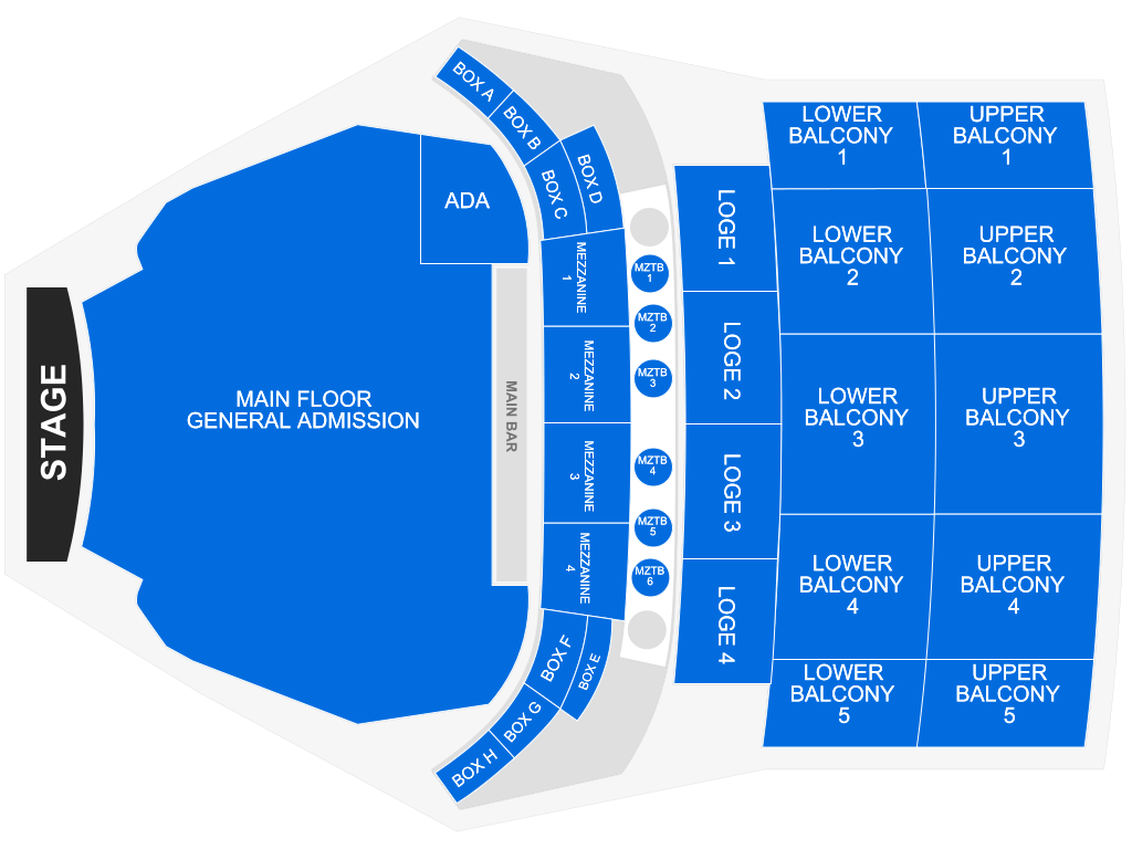 Venue seating chart for Hot Mulligan for reference only