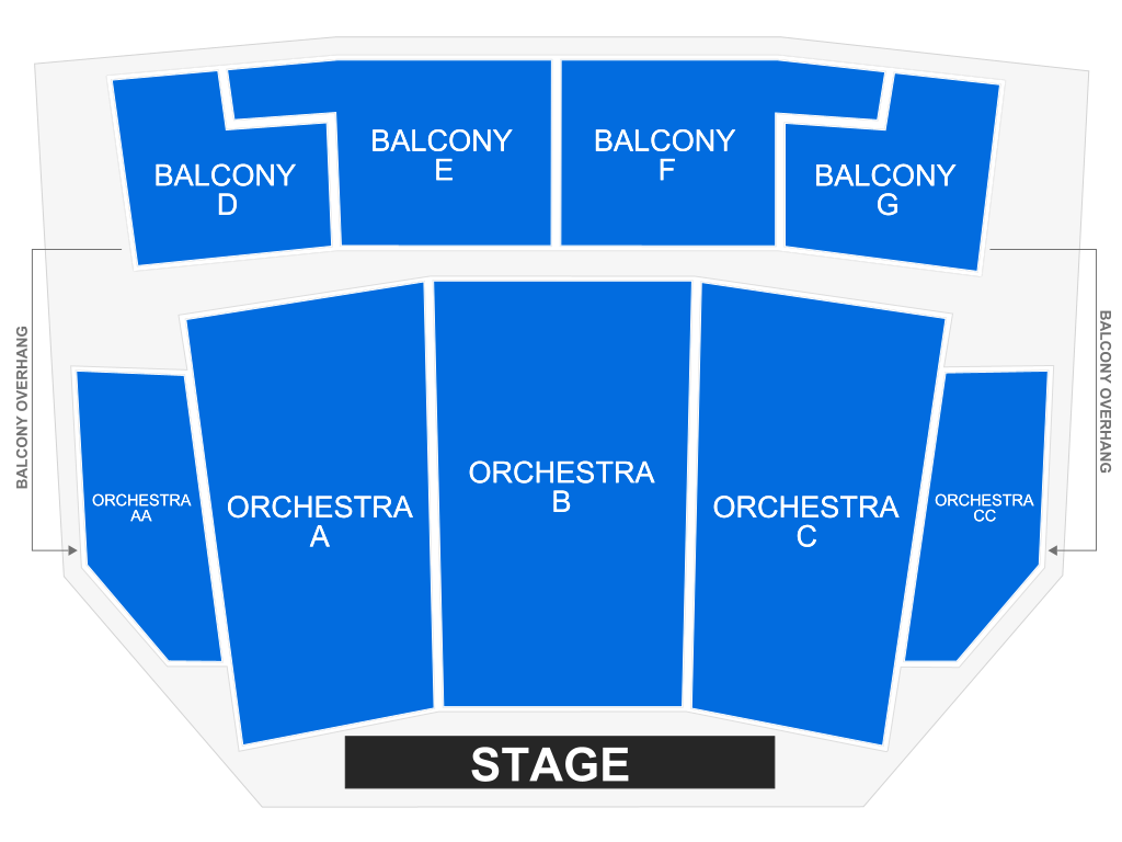 Venue seating chart for Inland Dance Theatre presents The Nutcracker for reference only