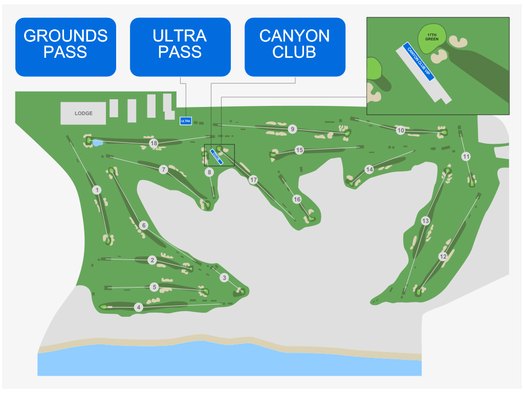 Venue seating chart for Farmers Insurance Open for reference only