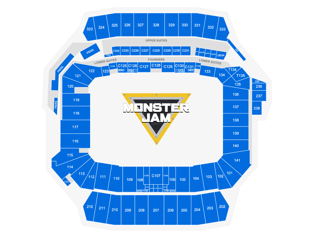 Venue seating chart for Monster Jam for reference only