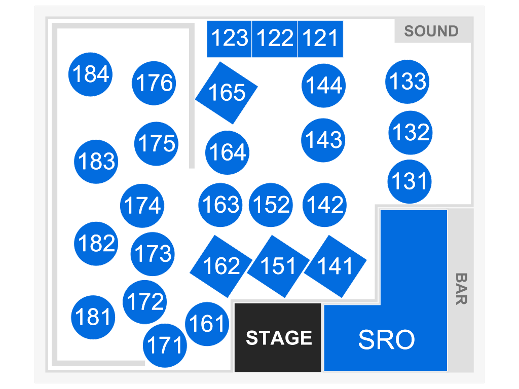 Venue seating chart for Burt Brion for reference only
