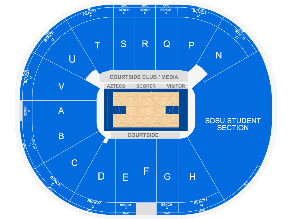 Venue seating chart for San Diego State Men's Basketball for reference only