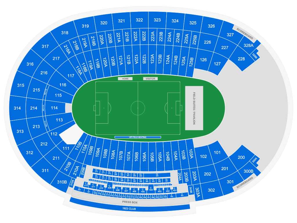 Venue seating chart for Los Angeles Football Club for reference only
