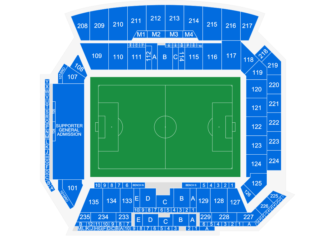 Venue seating chart for Los Angeles Football Club for reference only