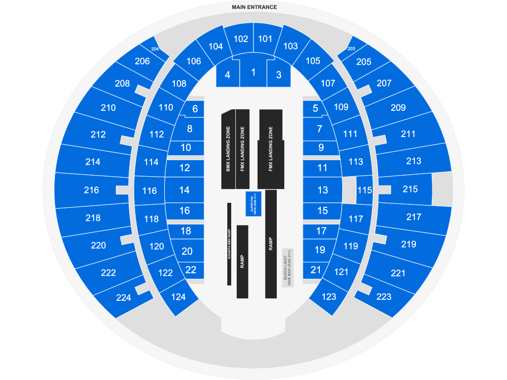 Venue seating chart for Nitro Circus for reference only