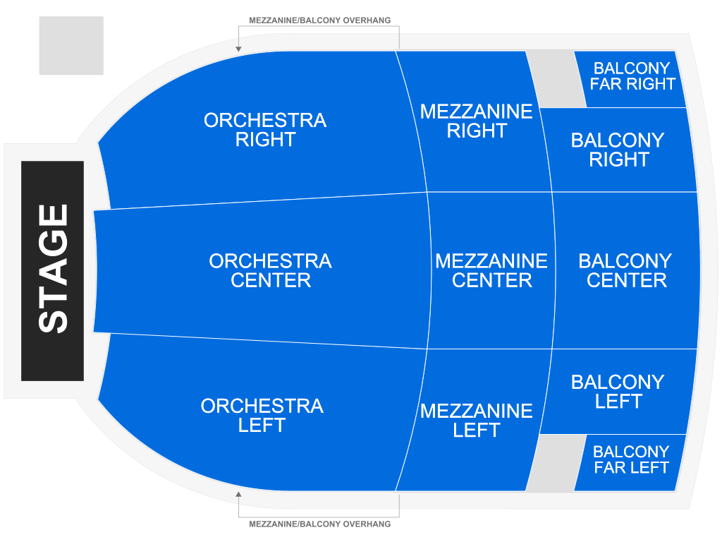 Venue seating chart for Dungeons & Dragons: The Twenty-Sided Tavern for reference only