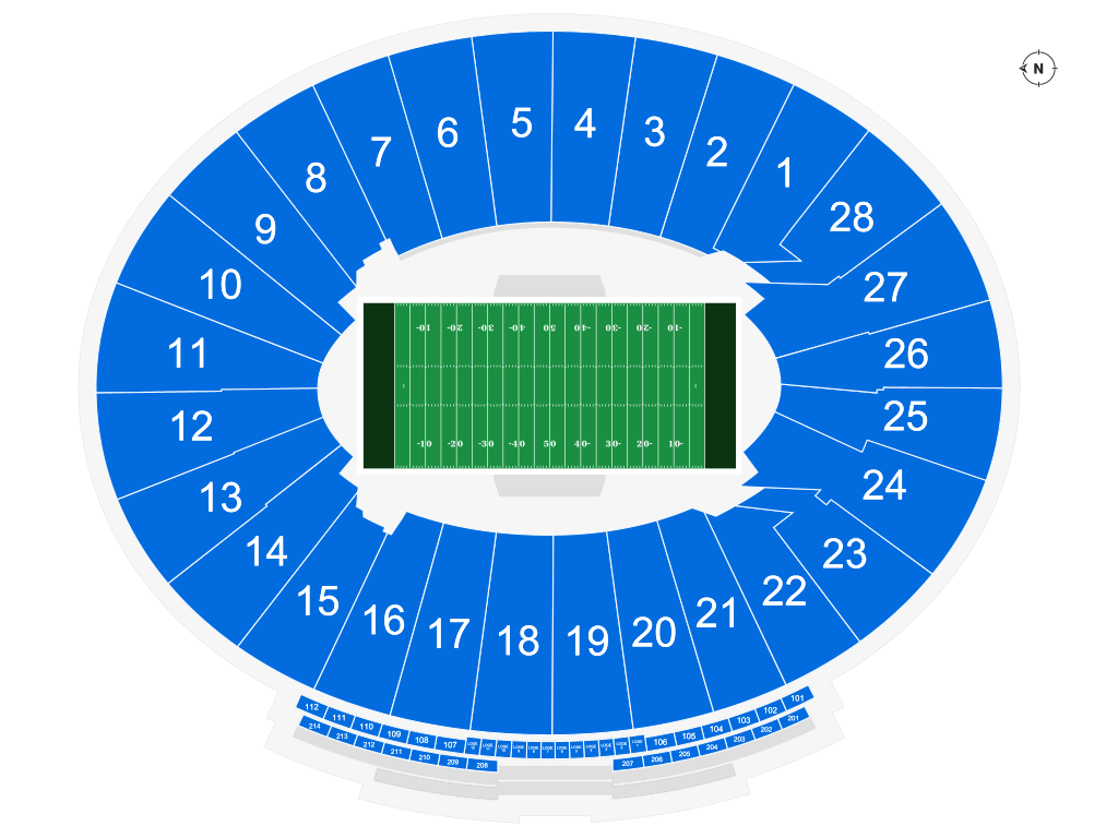 Venue seating chart for Rose Bowl Game for reference only