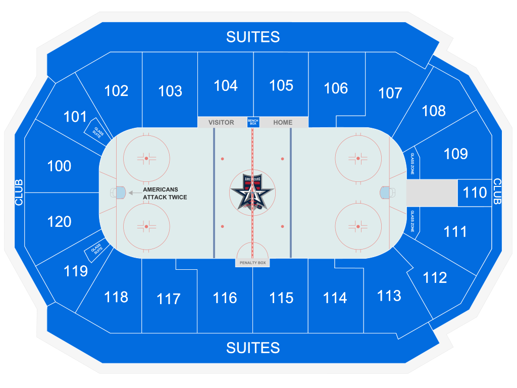 Venue seating chart for Allen Americans for reference only