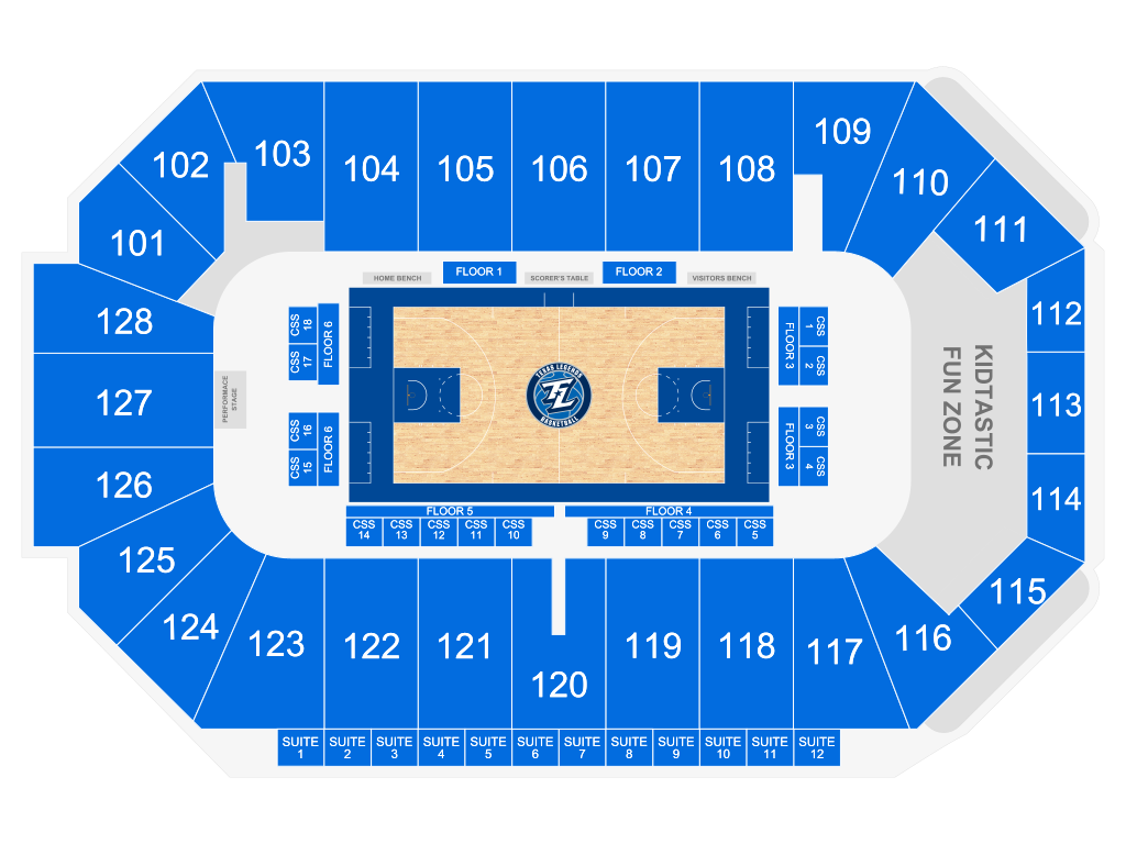 Venue seating chart for Texas Legends for reference only