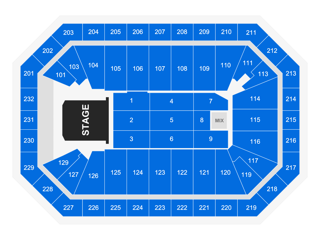 Venue seating chart for 106.1 KISS FM's Jingle Ball for reference only