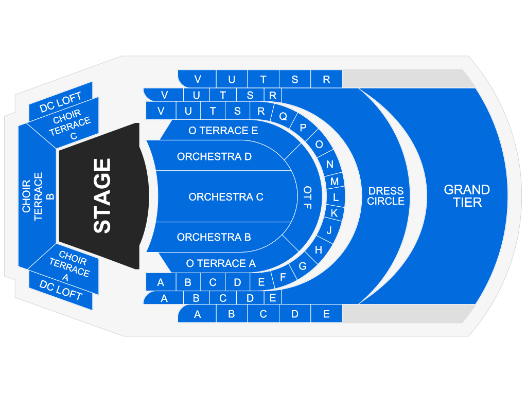 Venue seating chart for The Black Academy of Arts and Letters for reference only