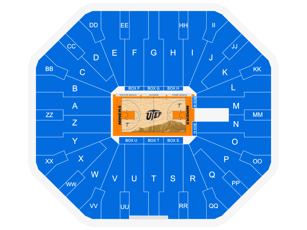 Venue seating chart for UTEP Miners Womens Basketball for reference only