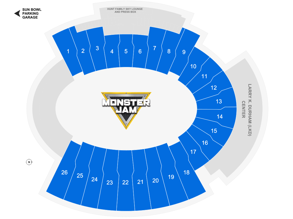 Venue seating chart for Monster Jam for reference only