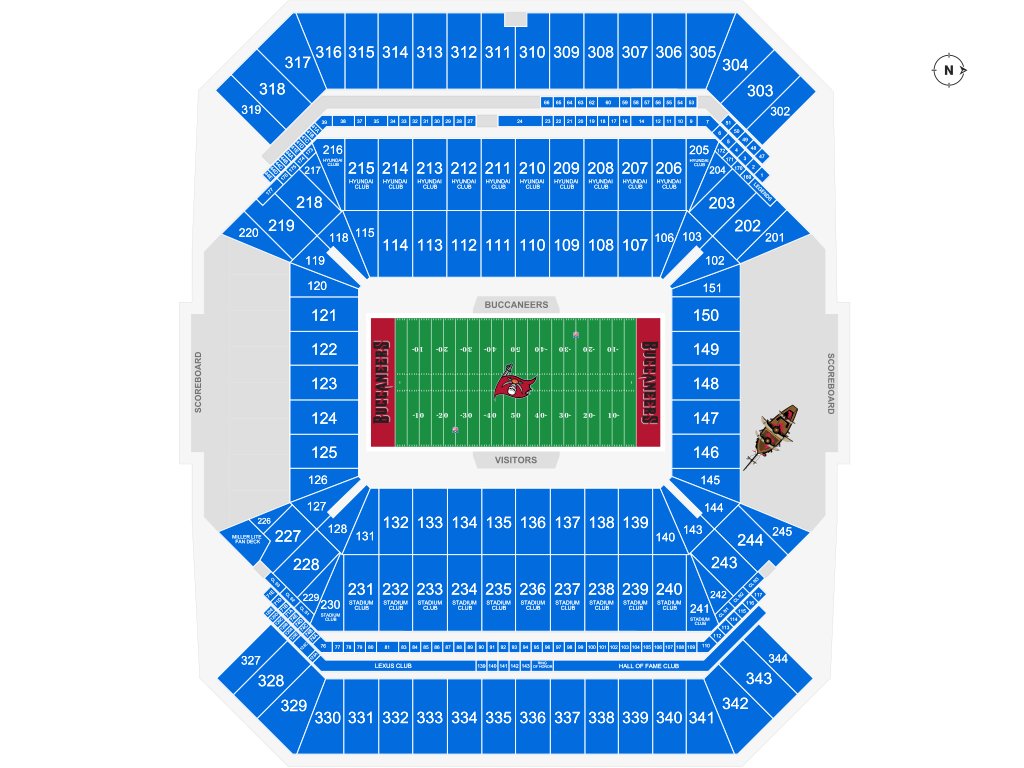 Venue seating chart for Tampa Bay Buccaneers for reference only