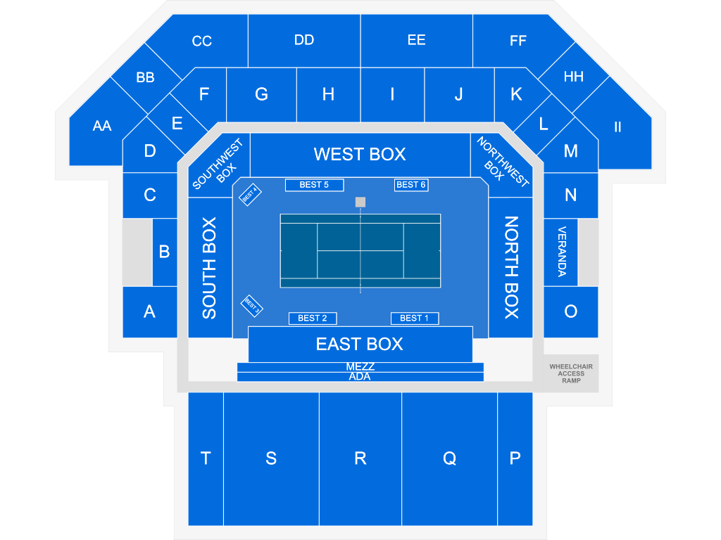 Venue seating chart for Delray Beach Open for reference only