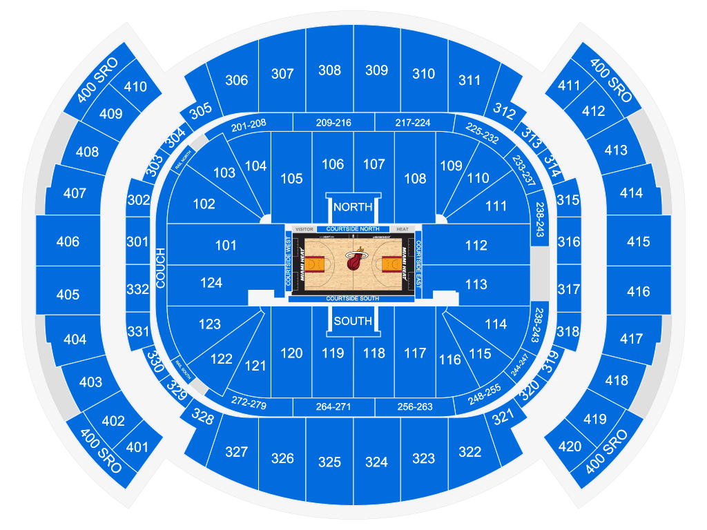 Venue seating chart for Miami Heat for reference only