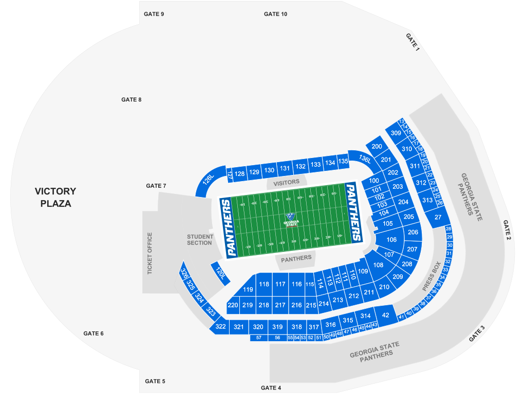 Venue seating chart for Georgia State Panthers Football for reference only