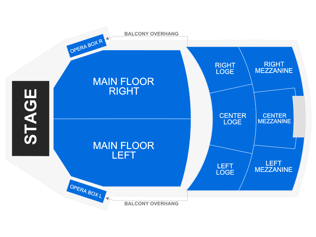 Venue seating chart for Symphony Tacoma for reference only