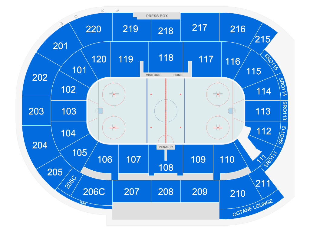 Venue seating chart for Everett Silvertips for reference only