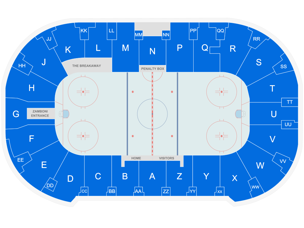 Venue seating chart for Tri-City Americans for reference only