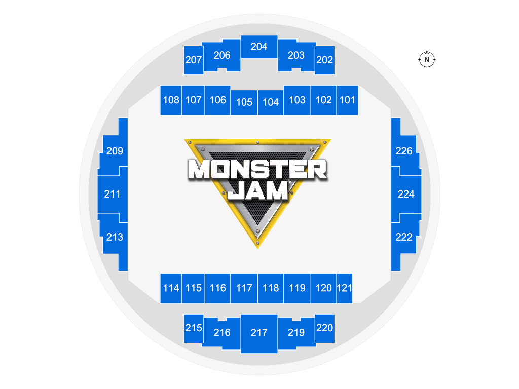 Venue seating chart for Monster Jam for reference only