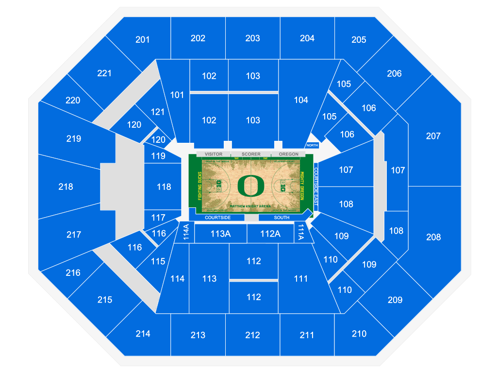Venue seating chart for Oregon Ducks Men's Basketball for reference only