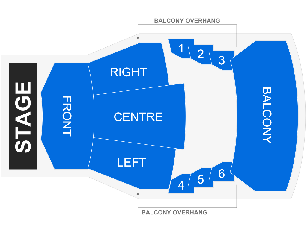 Venue seating chart for Aszure Barton for reference only