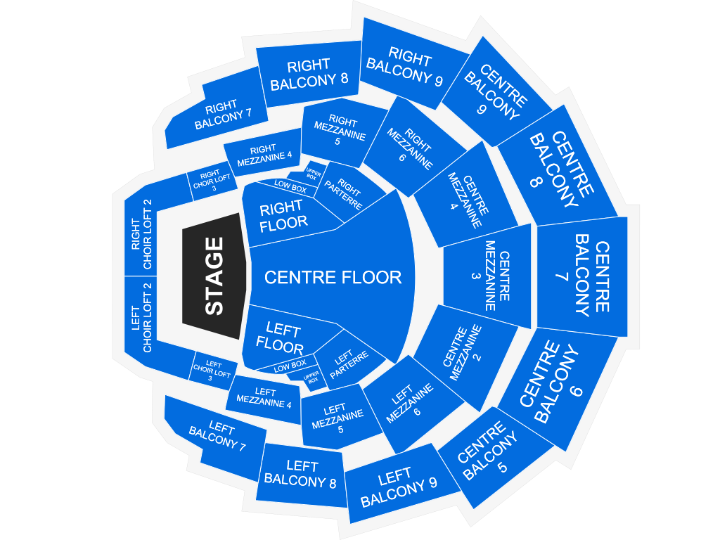Venue seating chart for The Tenors for reference only