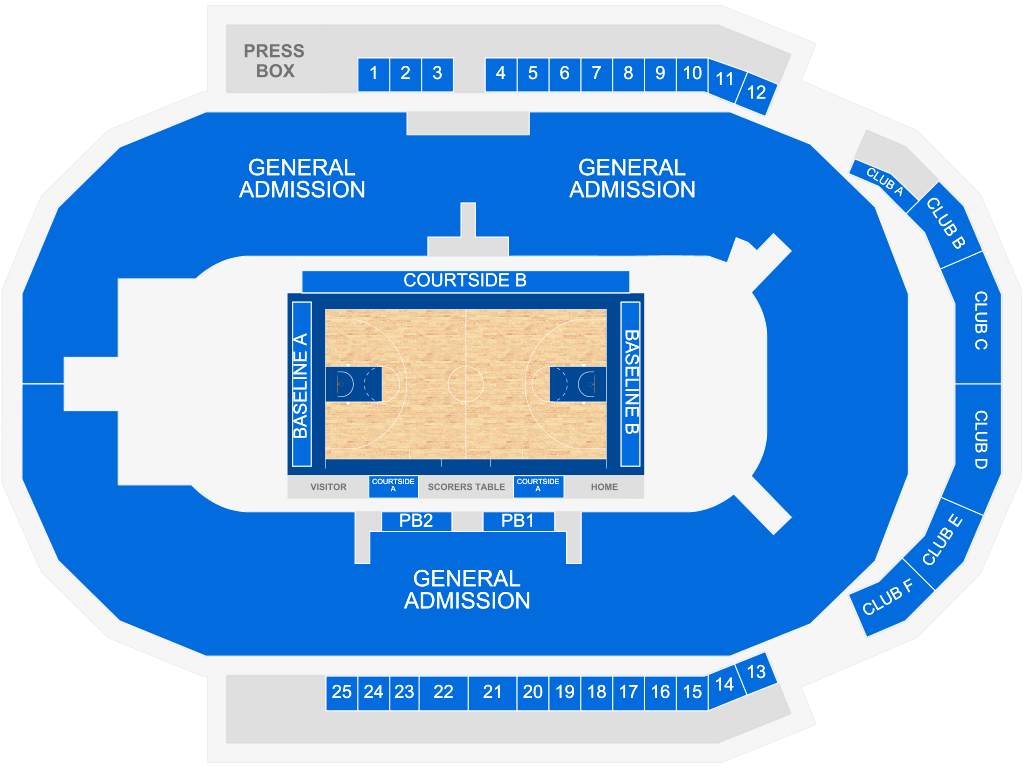 Venue seating chart for Brock University Badgers Men's Basketball for reference only