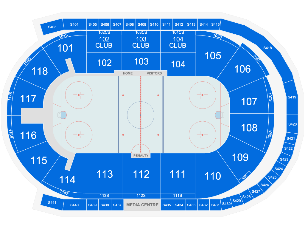 Venue seating chart for Kingston Frontenacs for reference only