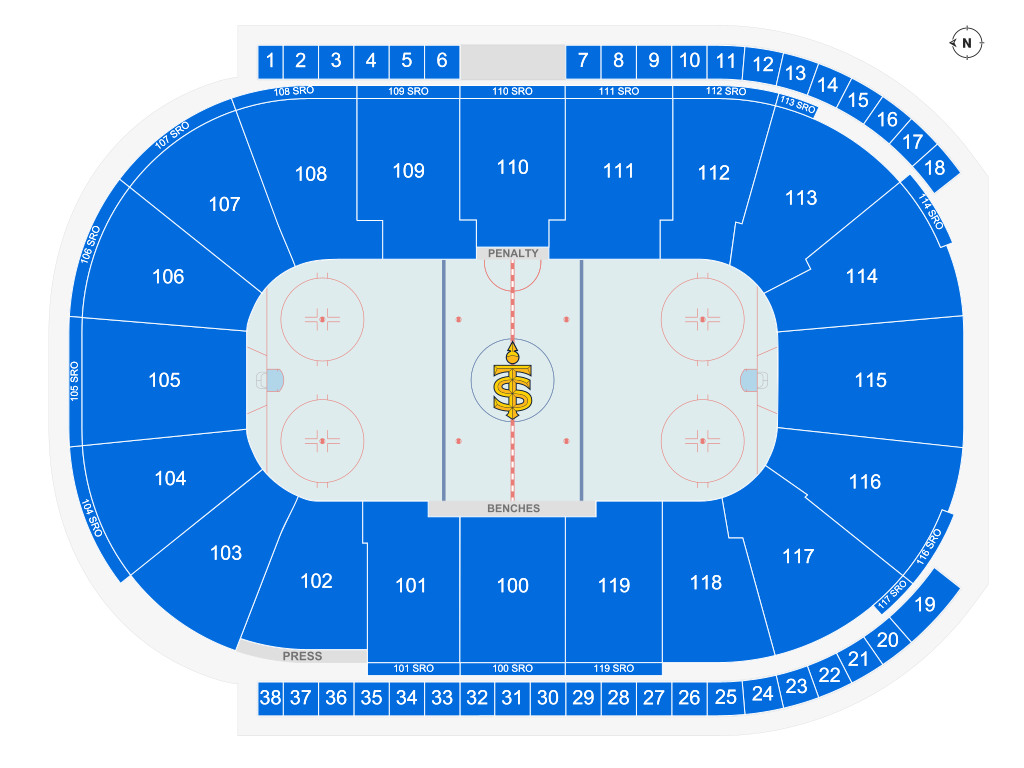 Venue seating chart for Toronto Sceptres for reference only