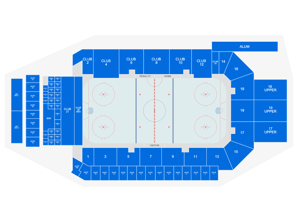 Venue seating chart for Peterborough Petes for reference only