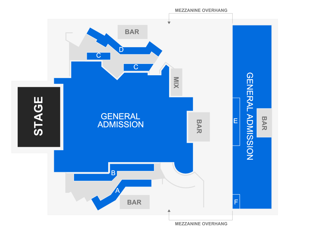 Venue seating chart for The 502s for reference only