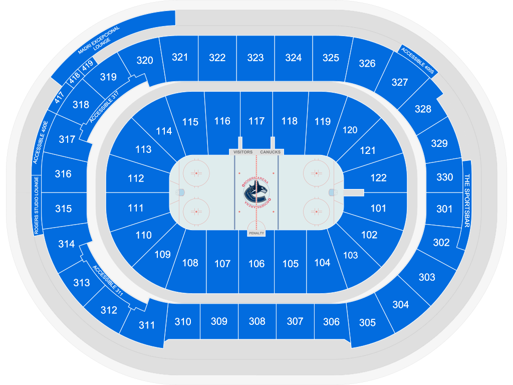 Venue seating chart for Vancouver Canucks for reference only