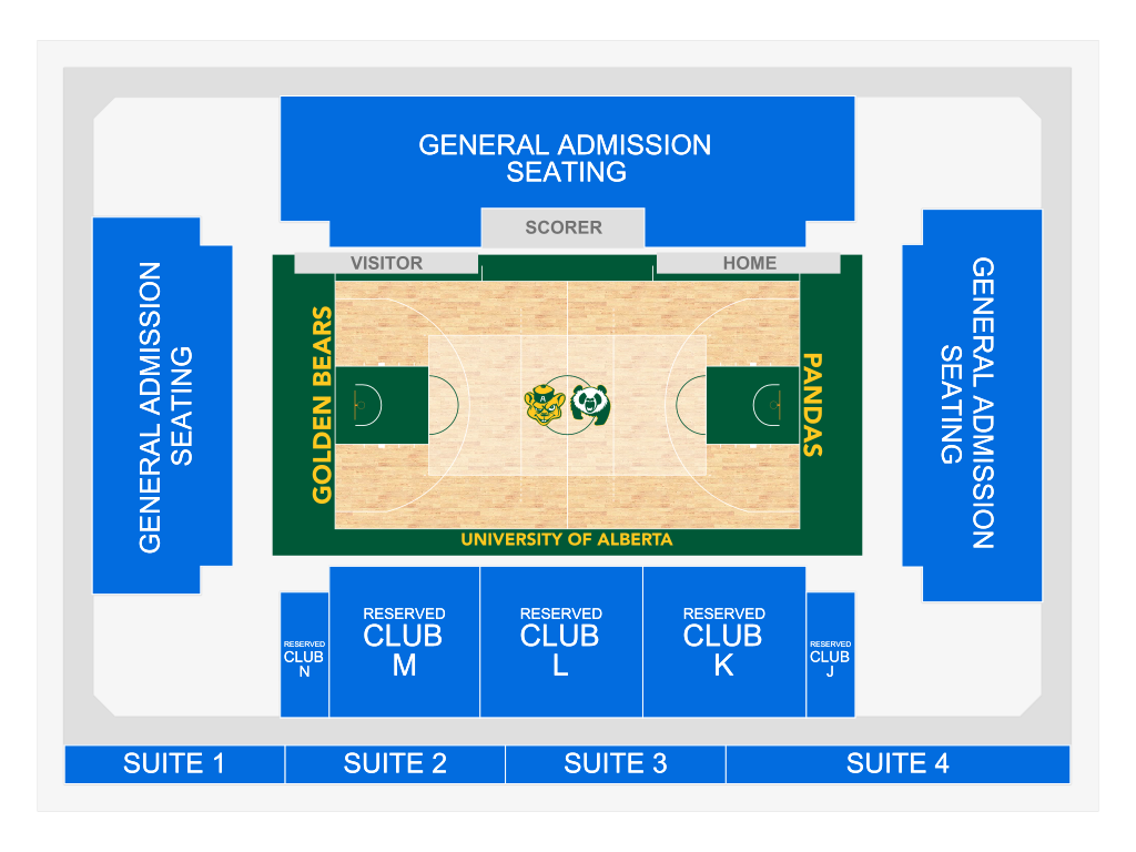 Venue seating chart for University of Alberta Pandas Basketball for reference only