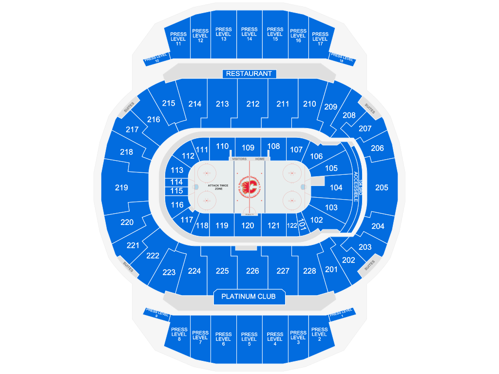 Venue seating chart for Calgary Flames for reference only