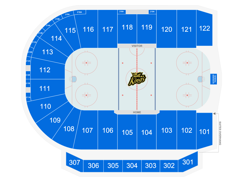 Venue seating chart for Brandon Wheat Kings for reference only