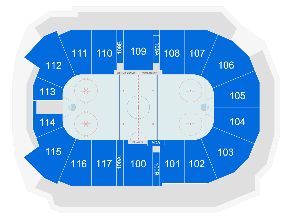 Venue seating chart for Abbotsford Canucks for reference only