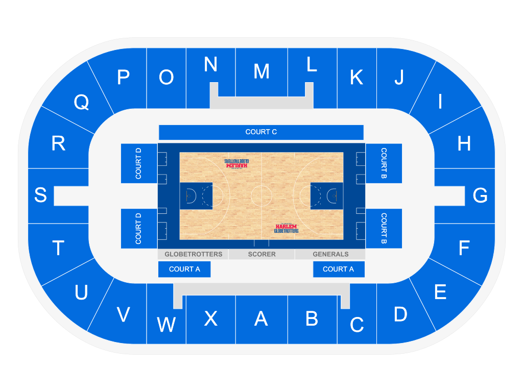 Venue seating chart for Harlem Globetrotters for reference only