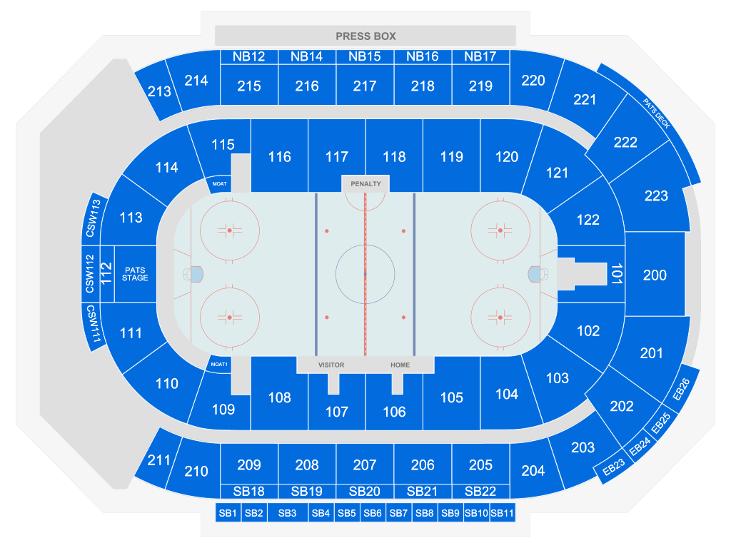 Venue seating chart for Regina Pats for reference only