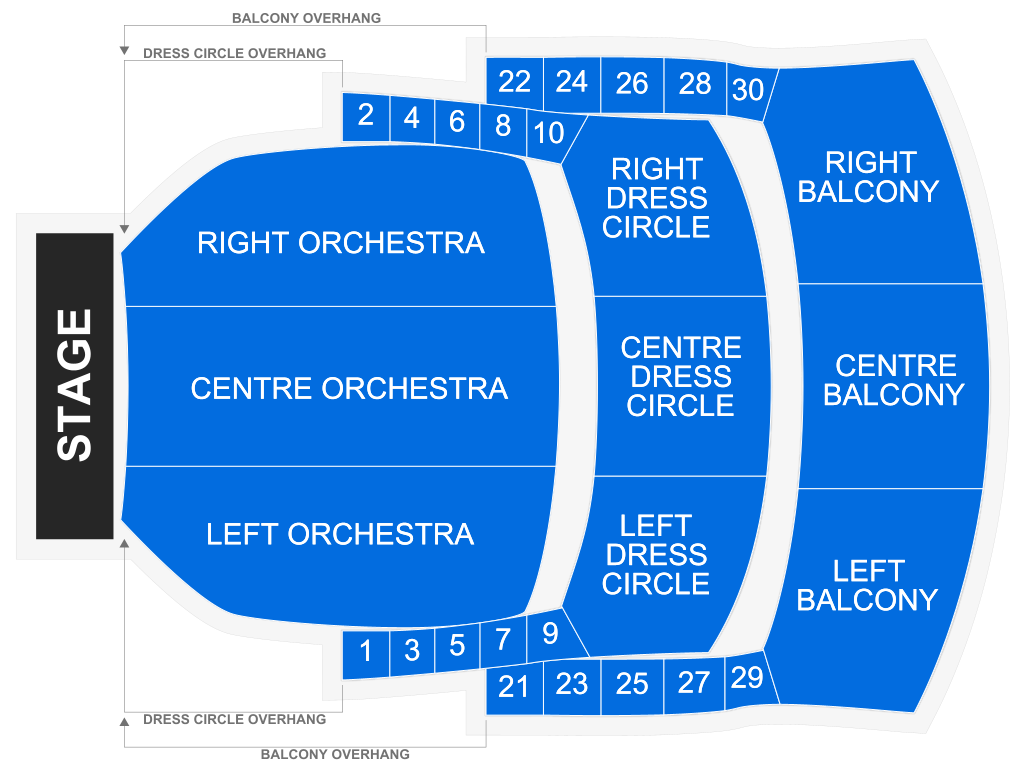Venue seating chart for Canada's Royal Winnipeg Ballet for reference only