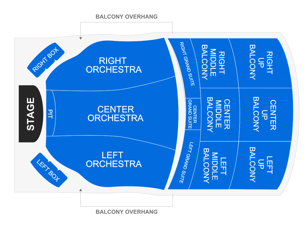 Venue seating chart for NUTCRACKER! Magical Christmas Ballet for reference only