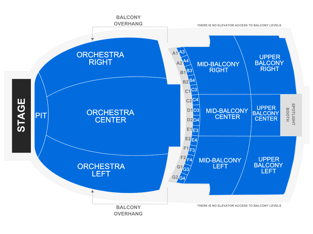 Venue seating chart for Boz Scaggs for reference only