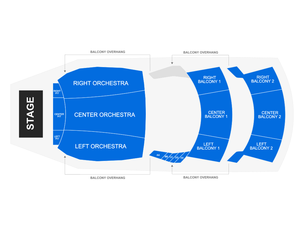 Venue seating chart for A Drag Queen Christmas for reference only