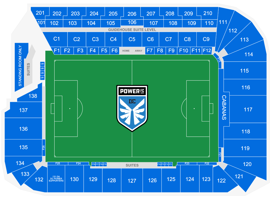 Venue seating chart for DC Power FC for reference only