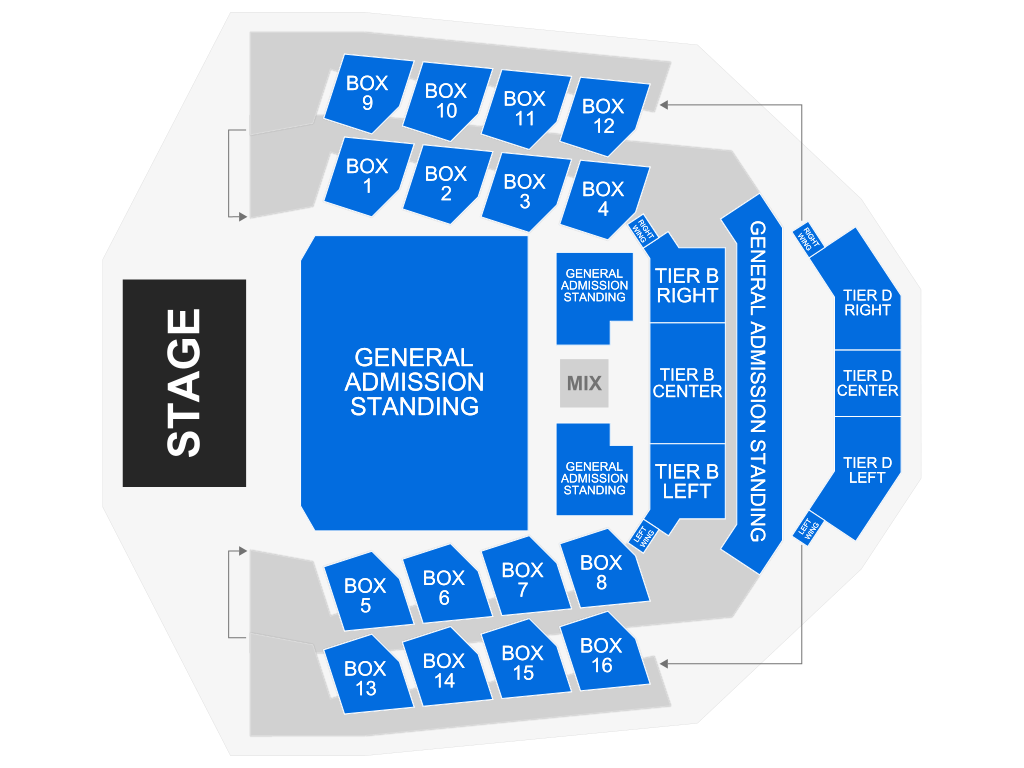 Venue seating chart for The Band CAMINO for reference only