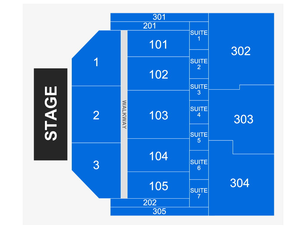 Venue seating chart for Motor City Live for reference only