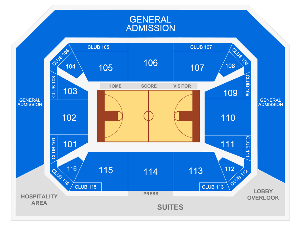 Venue seating chart for Towson University Tigers Mens Basketball for reference only